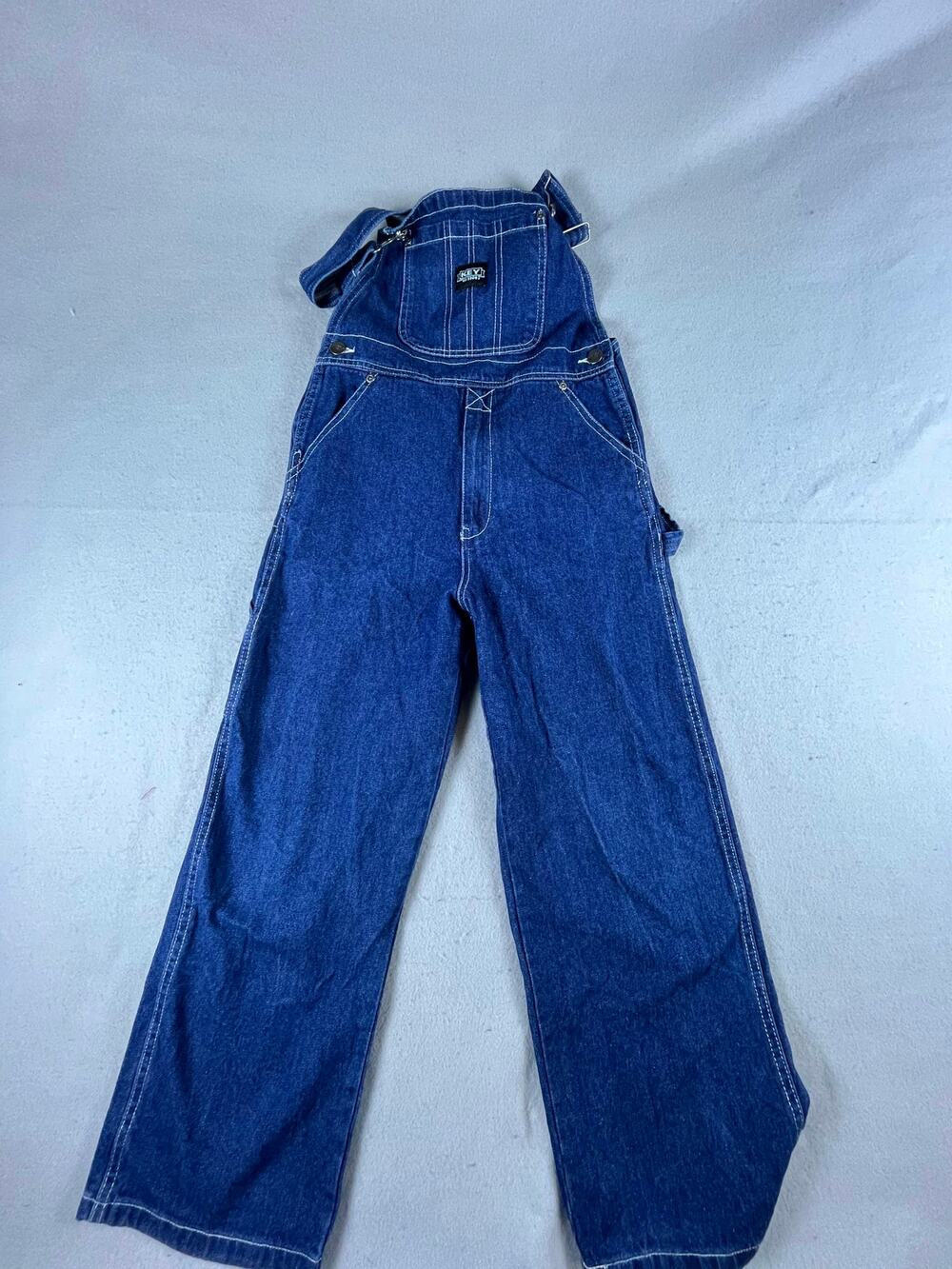 Vintage Key Denim Overalls Youth 28x22 Blue Dark Wash Work Dungarees Carpenters